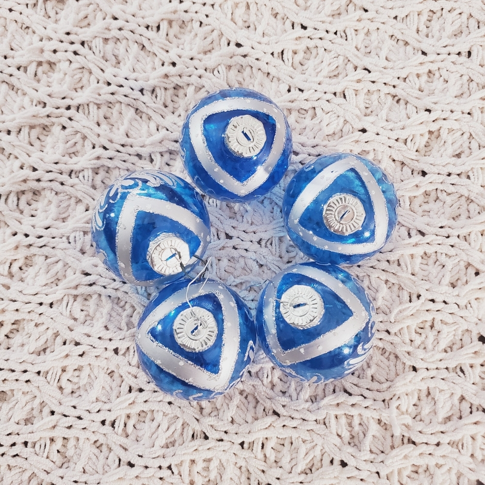 Vintage Hand-Decorated Romanov Style Glass Ornament Balls Set Of 5